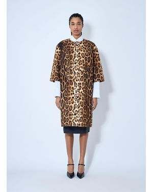 Prada Single-Breasted Leopard Print Drill Coat - White