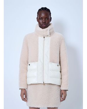 Moncler Glorieux Hooded Teddy Short Down Jacket - White