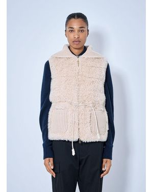 Moncler Sherpa-Lined Knitted Vest - Blue