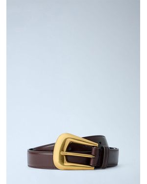 Saint Laurent Folk Buckle Belt - Brown