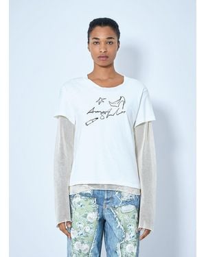 Acne Studios Layered Mesh Sleeve T-Shirt - White