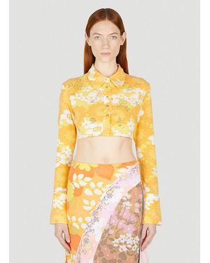 Rave Review Sommar Flower Cropped Shirt - Yellow