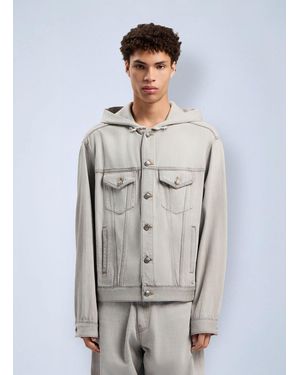 Palm Angels Curved Logo Denim Jacket - Gray