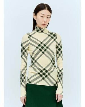 Burberry Ribbed Check Sweater - Green