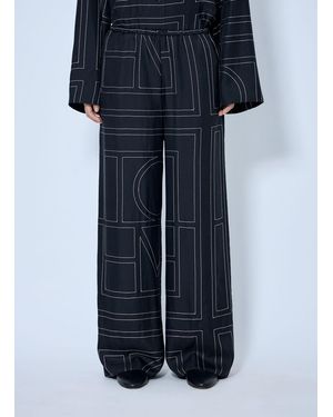 TOTEME Monogram Silk Pj Pants - Blue