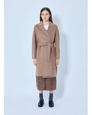 Max Mara Belted Wool-blend Coat - Blue