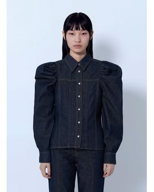 Ganni Slub Denim Shirt - Blue