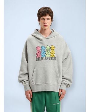 Palm Angels Logo Motif Hooded Sweatshirt - White