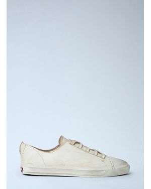 Prada Antiqued Leather Trainers - White