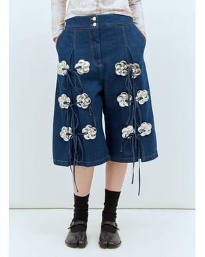 Chopova Lowena Tassel Denim Shorts - Blue