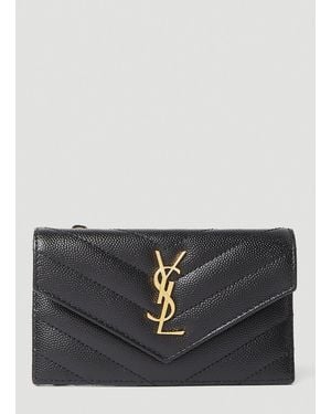 Saint Laurent Logo Plaque Cardholder - Grey