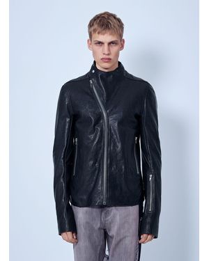 Rick Owens Leather Release Jacket - Blue