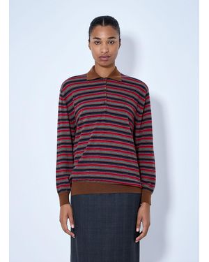 Prada Striped Polo Jumper - Red
