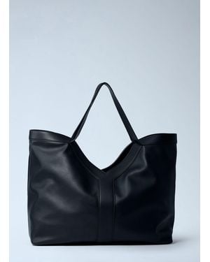 Saint Laurent Large Y-Shaped Leather Tote Bag - Blue