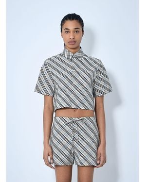 Burberry Crop Check Shirt - Blue