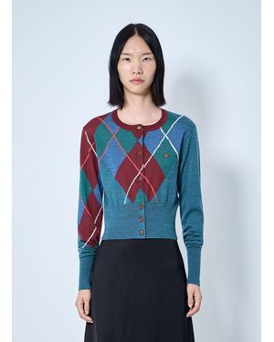 Vivienne Westwood Argyle Cropped Cardigan - Blue