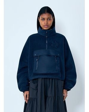 Cecilie Bahnsen High-Neck Fleece Pullover - Blue