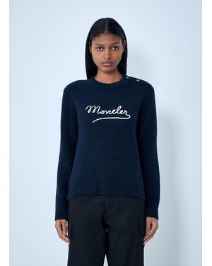 Moncler Embroidered Logo Wool Jumper - Blue