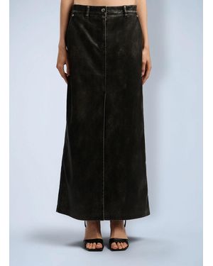 Palm Angels Curved Logo Coated Long Skirt - Black