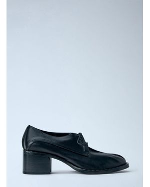 CAPASA MILANO Block Heel Leather Derbies - Black