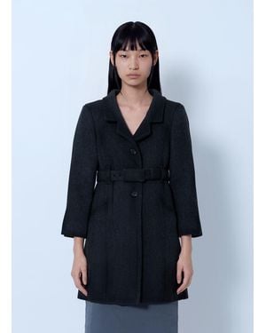 Miu Miu Single-Breasted Double Wool Coat - Blue