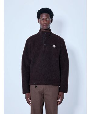 Moncler Fleece Pullover With Snap Fastening - Blue