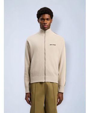 Palm Angels Classic Logo Knit Track Jacket - Natural