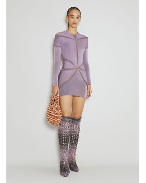 Isa Boulder Ray Knit Mini Dress - Purple