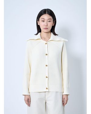 Bottega Veneta Cotton Ribbed Cardigan - White
