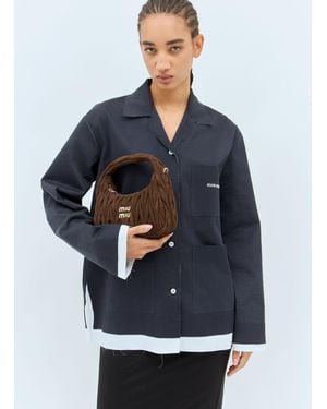 Miu Miu Matelassé Suede Hobo Mini Bag - Blue