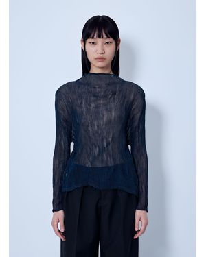 Issey Miyake Sheer Long Sleeve Top - Blue