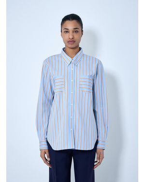Dries Van Noten Striped Cotton Poplin Shirt - Blue