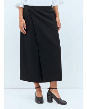 The Row Kavi Wool Tricotine Midi Skirt - Black