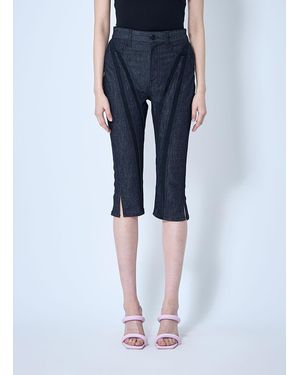 Mugler Capri Denim Cropped Pants - Blue