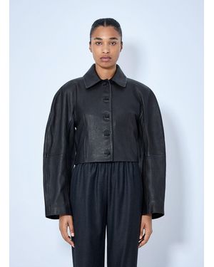 Rohe Rounded Grain Leather Cropped Jacket - Blue