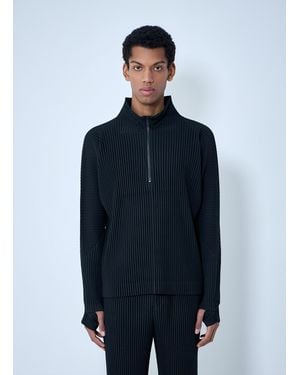 Homme Plissé Issey Miyake Pleated Half-Zip Pullover Jumper - Blue