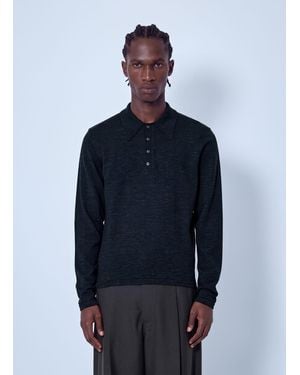 Lemaire Ls Knitted Polo Top - Blue