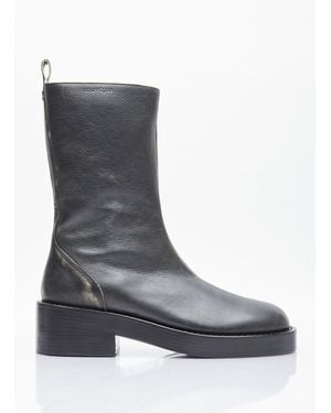 Courreges Used Leather Zip Ankle Boots - Grey