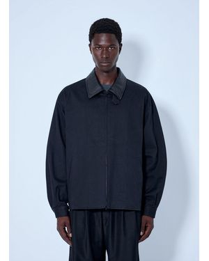 Ssstein Sulfur Dyed Brush Chino Zip Jacket - Blue