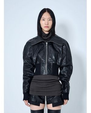 Rick Owens Dracuflight Textured-Leather Jacket - Blue