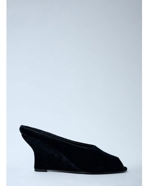 TOTEME Velvet Peep-Toe Wedge Mules - Black