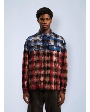 Palm Angels Curved Logo Check Shirt - Red