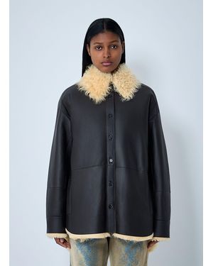 Acne Studios Shearling-Collar Leather Jacket - Black