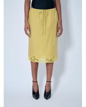 Saint Laurent Laced Half-Slip Skirt - Yellow