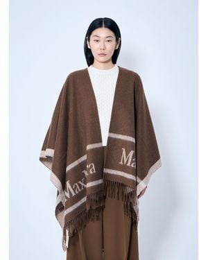 Max Mara Jacquard Wool Poncho - Brown