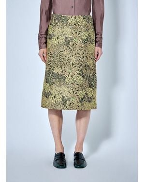 Dries Van Noten Floral Jacquard A-Line Midi Skirt - Green