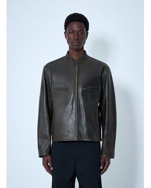 Lemaire Leather Zip Jacket - Grey