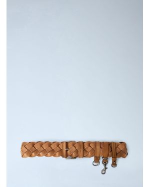 Miu Miu Braided Leather Belt With Hook Attachments - Blue