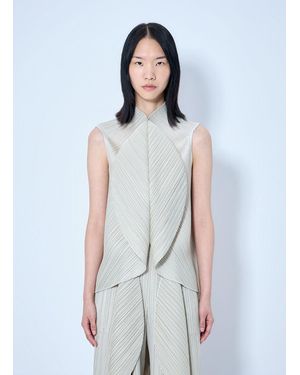 Pleats Please Issey Miyake Sleeveless Pleated Top - White