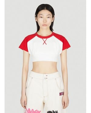 MERYLL ROGGE Cropped Baseball Top - Red